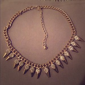 Gold Embellished Necklace with Rhinestone detail
